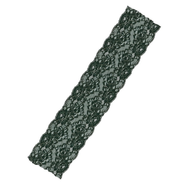 Cinta de encaje 7.9 pulgadas de ancho 10 yardas de largo Agradable para la piel Color vibrante Suave Durable Cordón de costura multiusos para manualidades DIY Verde negruzco