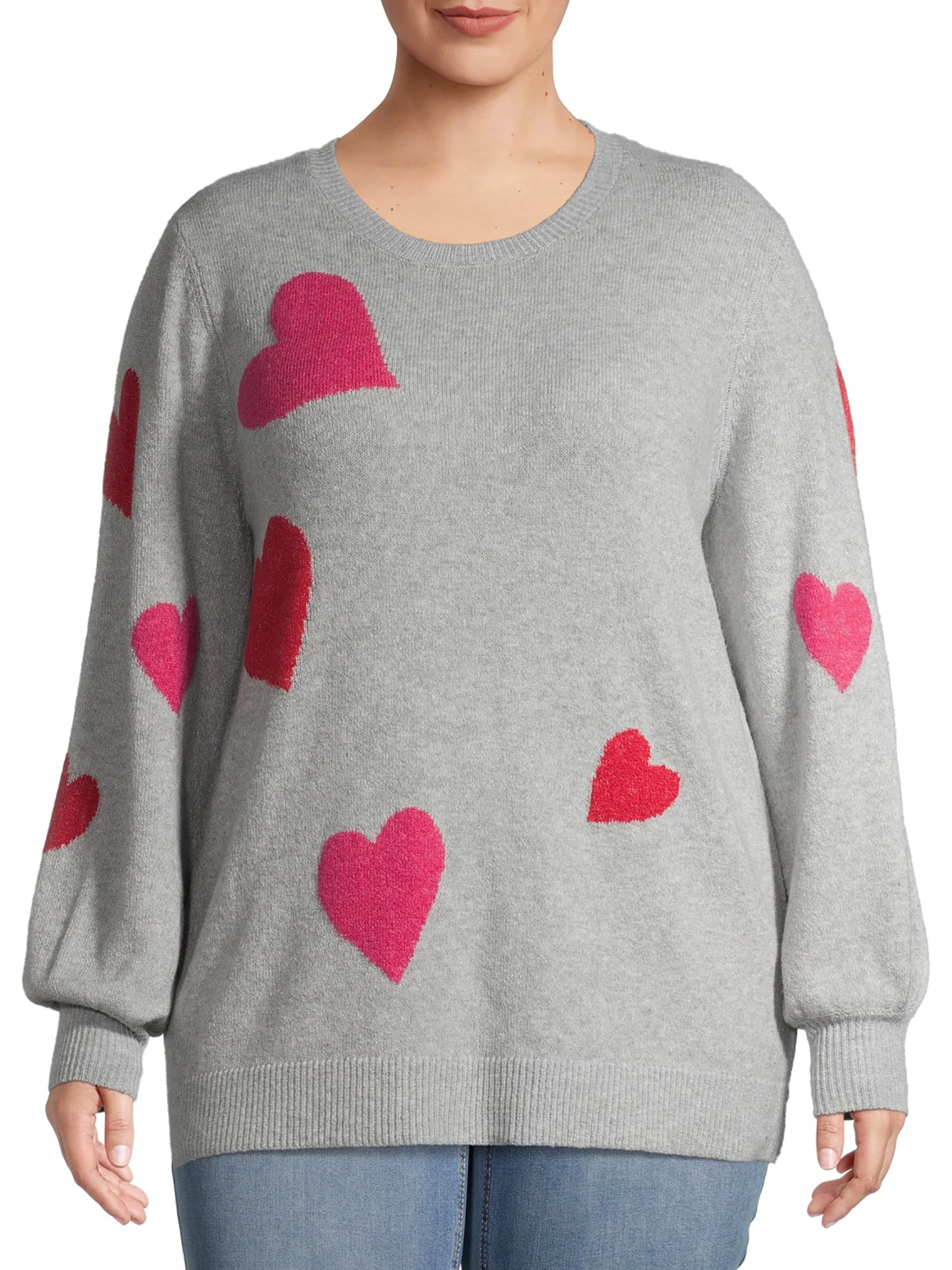 gray heart sweater