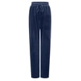 thumbnail image 4 of zaveiop Womens High Waisted Sweatpants Flare Leg Lounge Pants Drawstring Waist Velour Pants Pajama Pants with Pockets (Navy, XL), 4 of 6