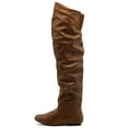 thumbnail image 2 of Ollio Women's Shoe Stretch Faux Suede or Faux Leather Over The Knee Flat Wrinkle Long Boots, 2 of 5