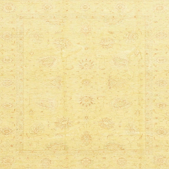 Ahgly Company Indoor Square Abstract Chrome Gold Yellow Oriental Area Rugs, 7' Square