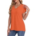 thumbnail image 7 of yillto Women's Casual V Neck T Shirts Summer Cap Short Sleeve Fashion Loose Solid Color Tops Tee, 7 of 7