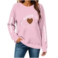 thumbnail image 5 of Yangnuo Women's Football Heart Graphic Crew Neck Sweatshirt Sleeve Stitch Print Loose Long Sleeve Casual Pullover Tops, 5 of 5