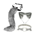 thumbnail image 2 of Conjunto de collar y cola con orejas, bonito disfraz de gato para carnaval, espectáculo de Halloween Gris oscuro, 2 of 8