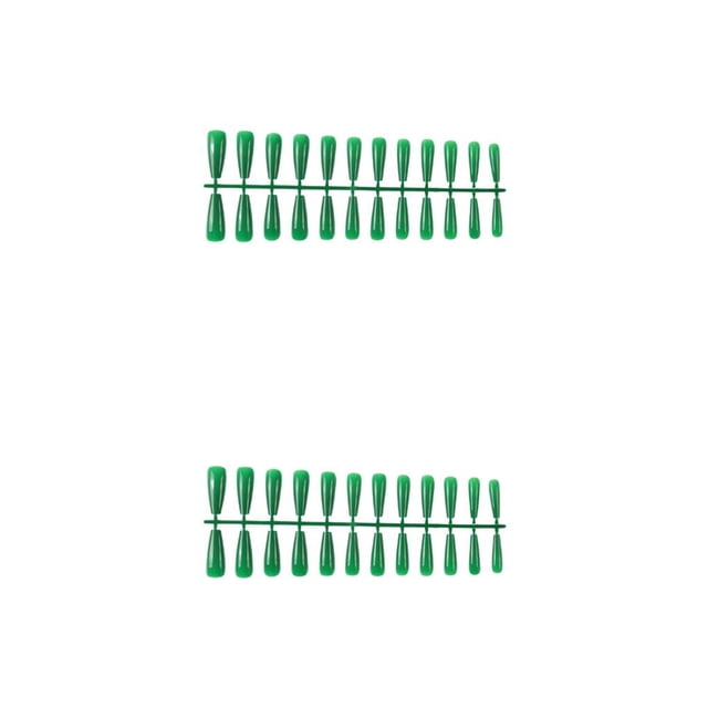 Seitruly 24 piezas de uñas postizas extralargas DIY sólidas y duraderas uñas acrílicas francesas resistentes al color para salones de 35 verde hierba 2Conjunto