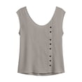 thumbnail image 5 of yoeyez Women's Cotton Linen Tank Top Sleeveless Scoop Neck Casual Blouse Summer Beach Loose Comfy Vest Tops for Women Gray,M, 5 of 7