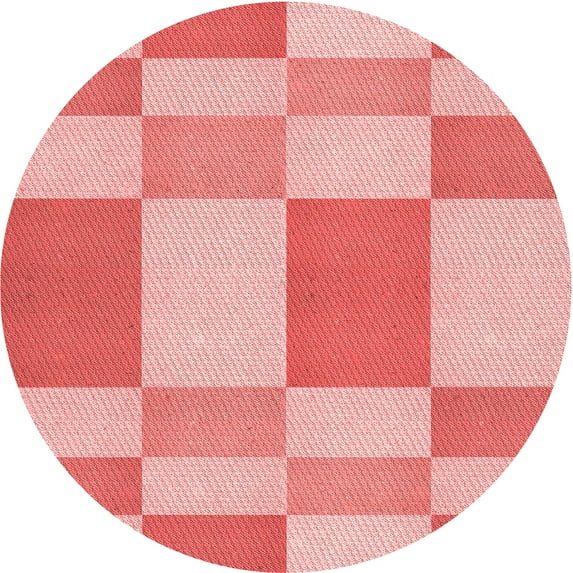 Ahgly Company Machine Washable Indoor Round Transitional Pastel Pink Area Rugs, 7' Round