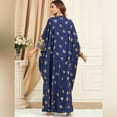 thumbnail image 6 of IBTOM CASTLE Women Muslim Dress Batwing Sleeve Embroidered Abaya Kaftans Modern Elegant Dubai Moroccan Islamic Dresses One Size Navy Blue, 6 of 8