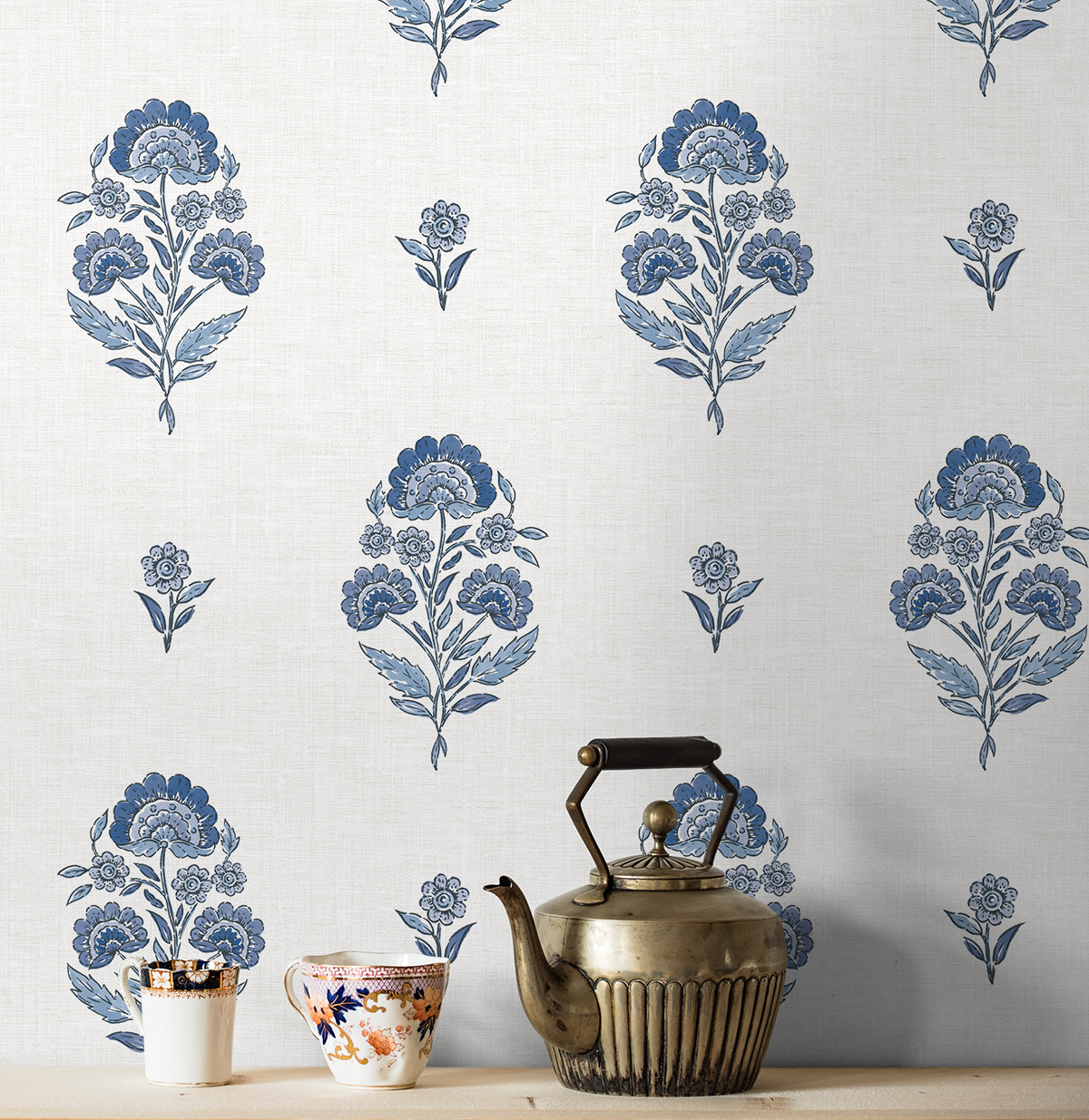 NextWall Deft Blue Floral Spot Premium Matte Non-Woven Peel and Stick Wallpaper - 20.5 in. W x 18 ft. L Roll