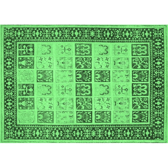 Ahgly Company Indoor Rectangle Persian Emerald Green Traditional Area Rugs, 3' x 5'