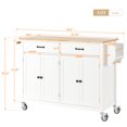 thumbnail image 3 of DEALTOPS 54.3" Kitchen Island Cart on Wheels, Kitchen Islands with Storage 4 Door Cabinet & Adjustable Shelves &Towel rack & 2 Drawers Storage Solid wood top-White, 3 of 14