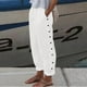 thumbnail image 2 of Pantalones lisos con botones para mujer: pantalones de cintura alta y pierna ancha, pantalones elásticos con cordón, poliéster, informales/oficina/fiesta, primavera/verano/otoño, 2 of 6