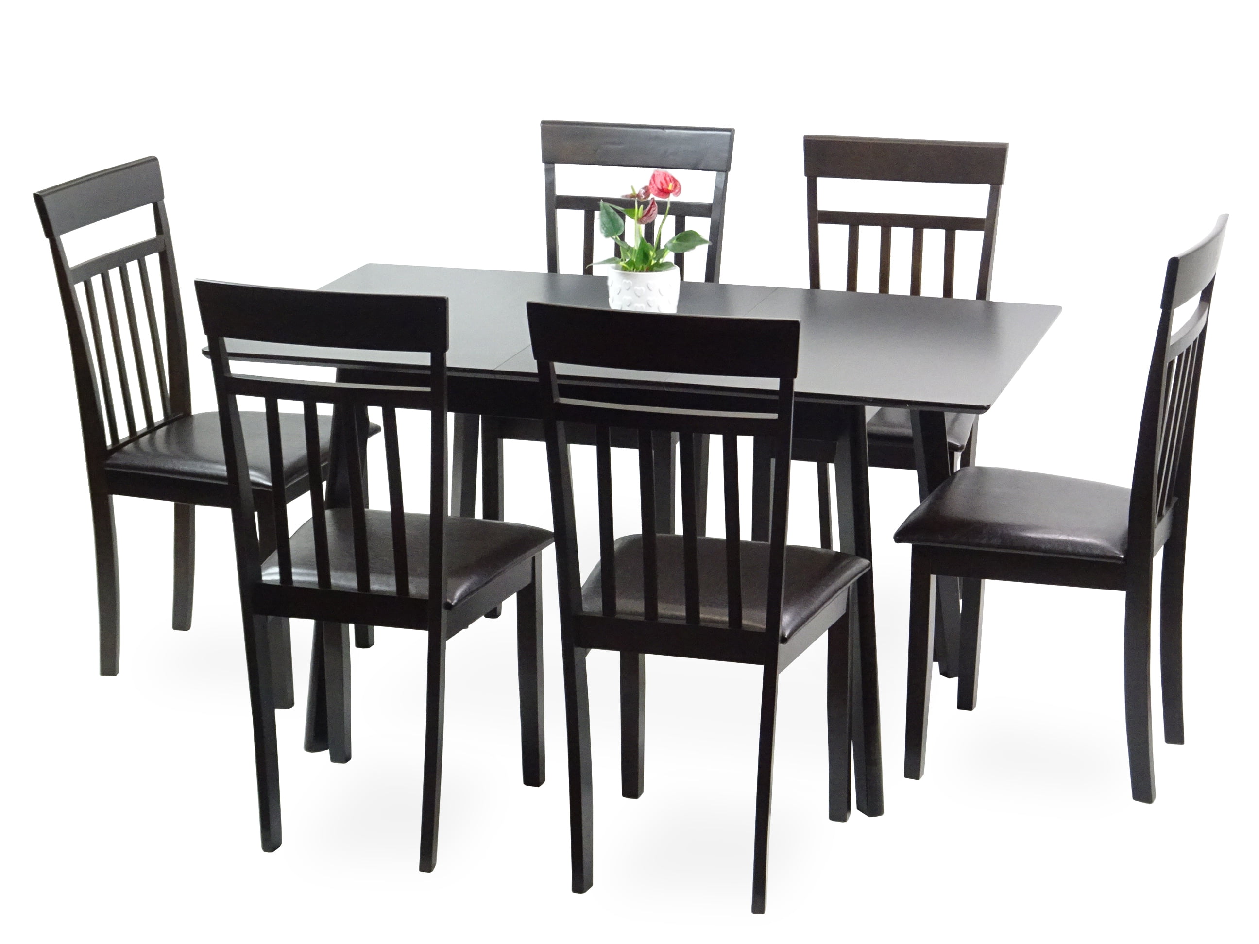 Wickerix Dining Room Set of 6 Warm Chairs and Extendable Dining Table