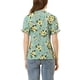 thumbnail image 3 of BLUSA CHIC PARA MUJER INSPIRADA, CON FLORES, MANGAS CORTAS RIZADAS, CUELLO RIZADO, BLUSAS CASUAL TALLA XS VERDE GRISÁCEO, 3 of 7