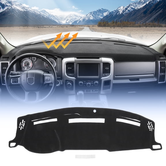 Dashboard Cover for Dodge for Ram 1500 2500 3500 2010-2018 Interior Dash Cover Mat Pad Carpet Non-Slip Dashboard Protector Sunshine UV & Heat Resistant Black