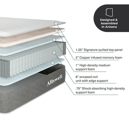 The Allswell Luxe 12" Medium Firm Bed in a Box Hybrid Mattress, Full