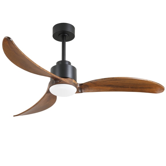52" Ceiling Fan with Dimmable LED Light Remote Control,Quiet DC Motor 6 Speed Levels,Adjust Height( 3 PCS Rod) Reversible Ceiling Fan, for Patio Living Room, Bedroom, Office,Indoor.(Matte Black  Wood