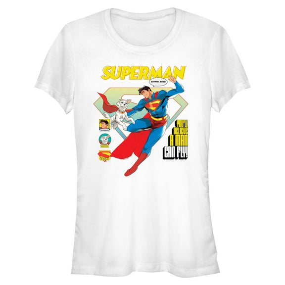 Juniors Superman A Man Can Fly T Shirt