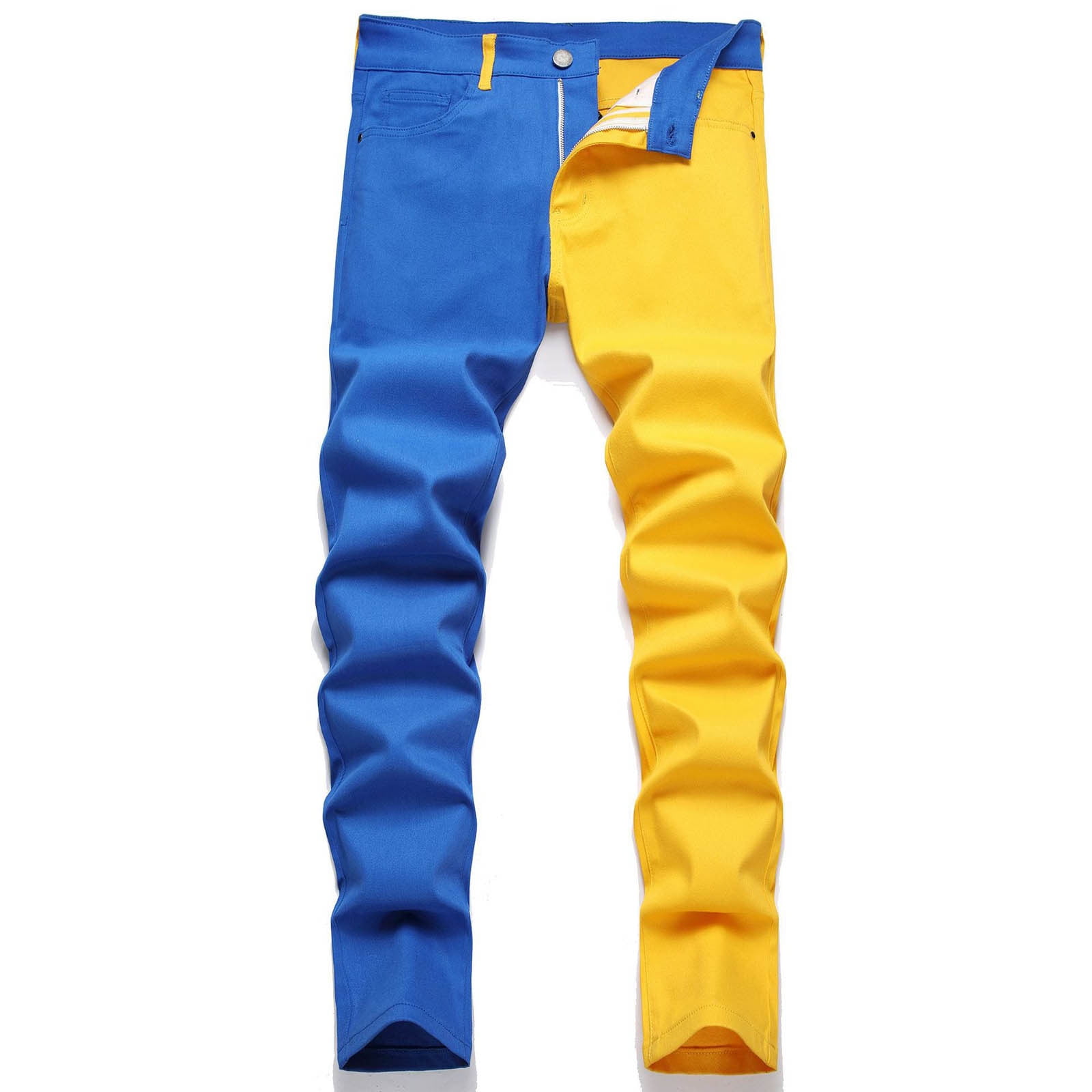 パンツ XTONZ XP188 Max Double Knee Washed Denim Pants YELLOW BLUE x adviicd Men Jeans Men's Ripped Skinny Jeans Destroyed