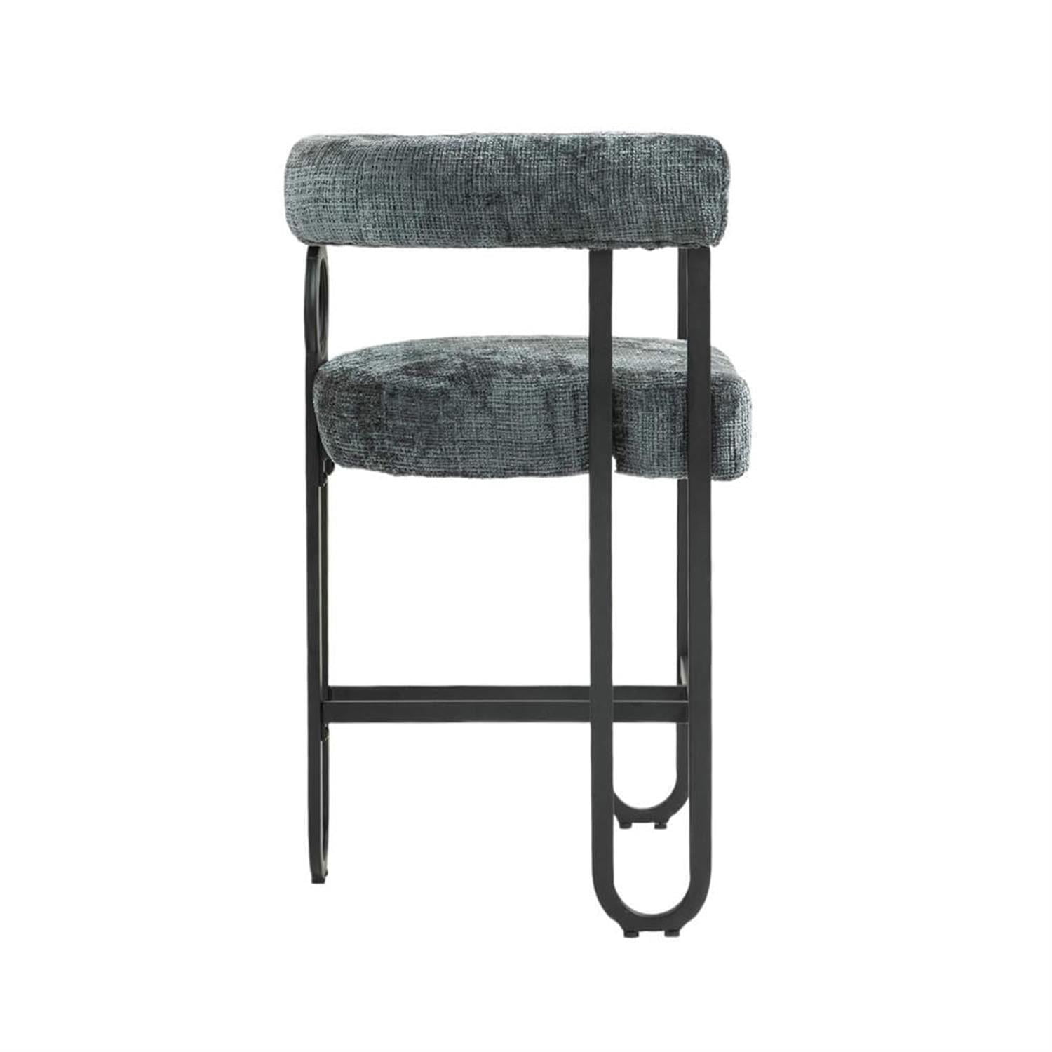 Demi Bonn 34" Counter Height Bar Stools Set of 2, Upholstered Barstools with Back, Kitchen Island Countertop Chairs for Dining Room, Gray