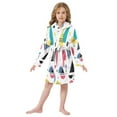 thumbnail image 6 of FORMRS Niños Bathrobe Unisex Hooded Robe Soft Plush Pajamas Sleepwear, Size 2-3T, Black Retro Pattern, 6 of 7