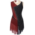 thumbnail image 3 of Alvivi Women's Sleeveless Figure Ice Skating Dance Dress Rhinestones Skating Compeition Leotard Costume Burgundy XXL, 3 of 8