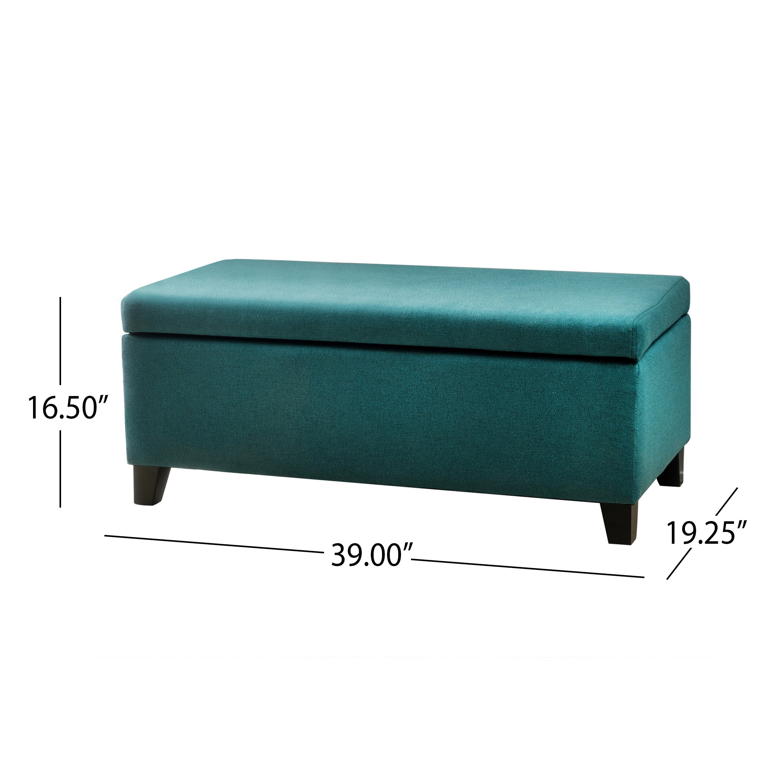 Noble House Caraway Contemporary Fabric Upholstered Storage Ottoman, Dark Teal