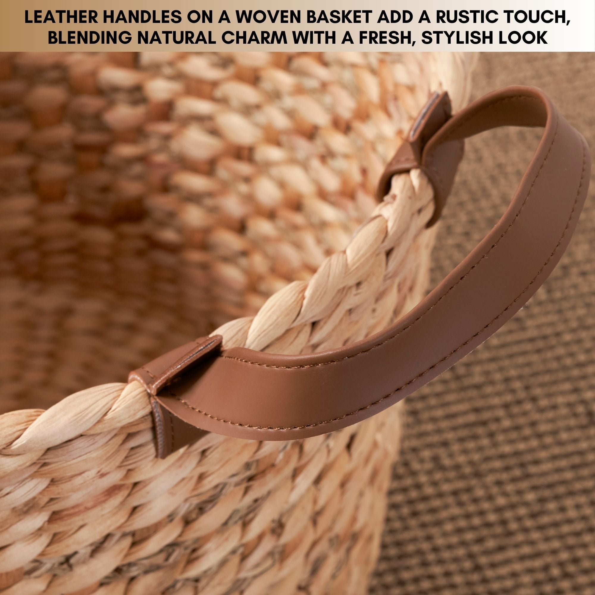 Maria Water Hyacinth Woven Round Multi Use Brown Storage Basket - Large