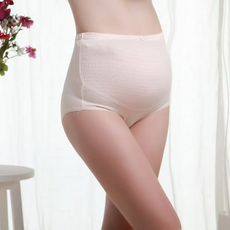 Women s solid color cotton maternity underpants high waist pregnancy panties full coverage brief panty