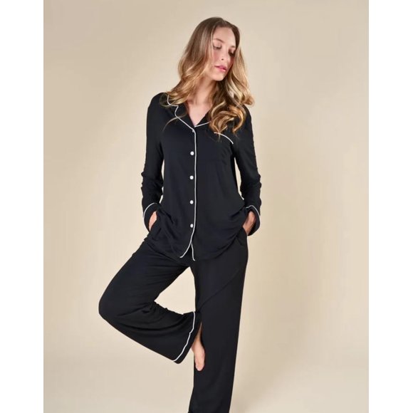 Pijama Larga Smart Bamboo Conjunto De 2 Piezas Fibras De Bambu Suave Y Refrescante Lujosa Chica