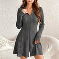 thumbnail image 3 of Oksale Womens Sweater Dresses Soft Cozy Long Sleeve Zipper Ribbed Dress Bodycon Mini Dress Knit A-Line Fall Dresses 2026 Dark Gray XL, 3 of 8