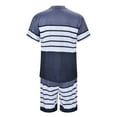 thumbnail image 4 of Cathalem Summer Outfits for Men Vacation Mens Short Sets 2 Piece Outfits - Summer Vacation Beach Outfits - Short Sleeve T Shirts and Shorts Set(Blue,XXXL), 4 of 5