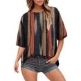 thumbnail image 2 of V-Neck Women's Short Sleeve T-shirt Summer Tops For Women Short Sleeve Crewneck Oversized T Shirts Trendy Solid/Flower Printed Beach Vacation Clothes,Yellow Women's Short sleeve T-shirt XXXL, 2 of 6