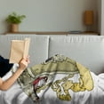thumbnail image 3 of Dragon Soft Flannel Fleece Throw Blanket, Skull on Knights Shield with Dragon Heads and Scroll Medieval Warrior Myth, Cozy Plush for Indoor and Outdoor Use, 50" x 60", Yellow White, by Ambesonne, 3 of 5