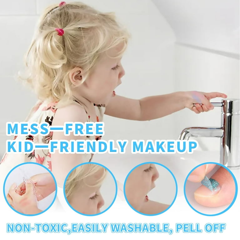 Girl Makeup Kit - Kids Real Washable Play Makeup Toy for Toddler Gifts Age 2 3 4 5 6 7, Hairdryer, Brush,Mirror & Styling(17pcs)
