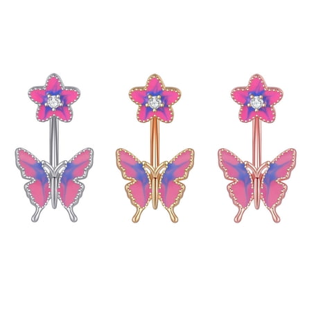 Lot De 2 Anneaux De Nombril Papillon En Acier Inoxydable - Hypoallergénique | Bijoux Piercing Elégant