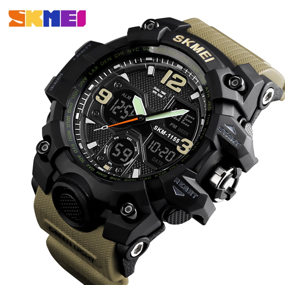SKMEI Men's Sports Watch with Quartz-Digital Dual Movement Army