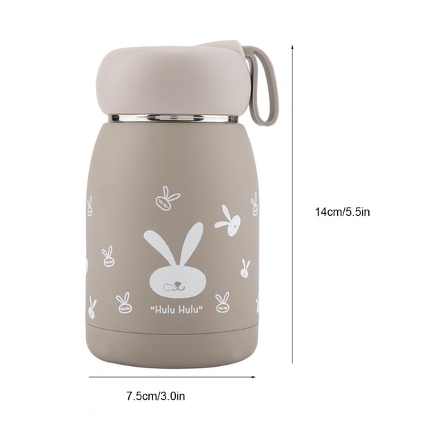 Botella de Agua Plana, 320 ml, Lindo Patrón de Conejo, de Acero inoxidable, Pequeña Botella de Agua de Acero inoxidable, mini termo, Taza de Vacío Vieges, Oficina, Escuela