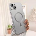 thumbnail image 3 of Magnetic case for iPhone 13 Phone Case for Women, Matte Luxury Soft Metallic Luster Design with Camera Lens Protector, Compatible with Magsafe Case for iPhone 13 6.1"-Silver, 3 of 13