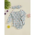 thumbnail image 3 of FEORJGP Toddler Girl 2PCS Floral Outfits 0 3M 6M 9M 12M 18M Newborn Long Sleeve Jumpsuits Square Neck Bodysuits Flower Print Rompers with Hairband Kidsual Comfy Daily Clothes for Spring Fall, 3 of 7