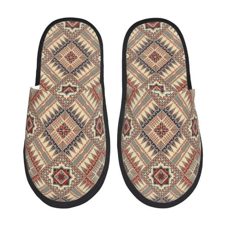 Balery Fashion Tatreez (3) Slient Indoor Furry Fleece Comfort House Shoes Soft Non-Slip Home Shoes Cotton slippers House Slippers-- Large