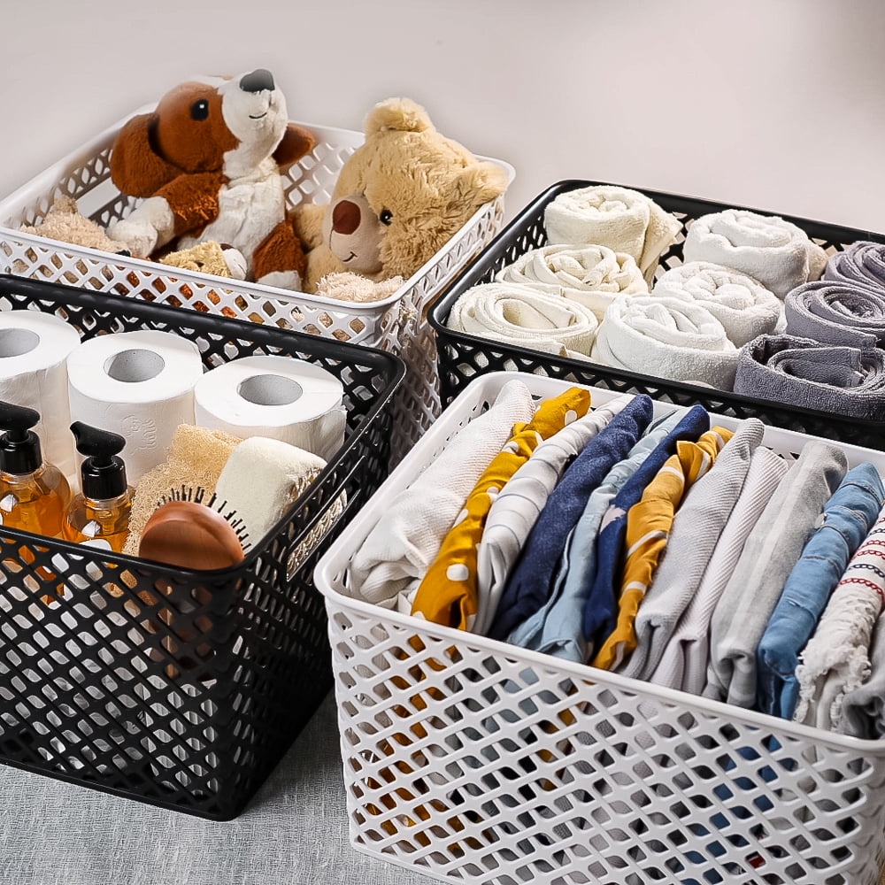 Basket in White, Shopping Basket, Upcycled Plastic Storage Basket