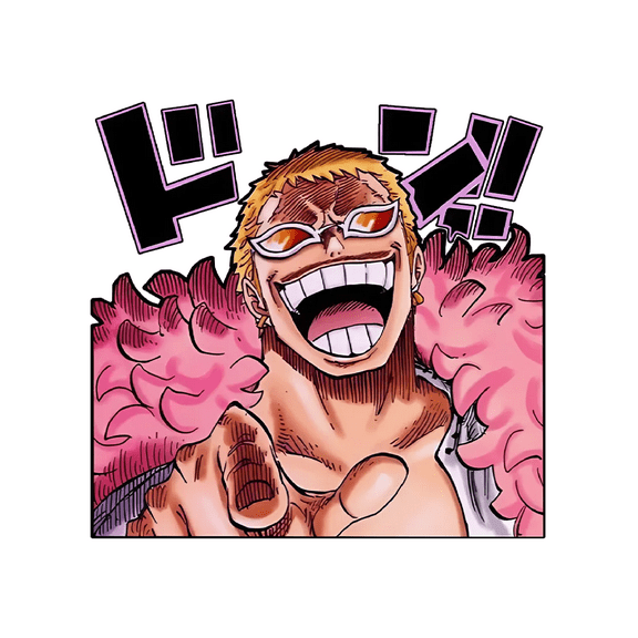 Donquixote Doflamingo Sticker – Iconic Laugh from One Piece (Manga Style)