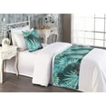 thumbnail image 2 of Tropical Bed Runner Set, Exotic Concept Palm Monstera Leaves Hand-Drawn Watercolor Illustration, Decorative Bedding Scarf & a Pillow Sham for Hotels Homes, Twin, Seafoam and Pale Blue, by Ambesonne, 2 of 3
