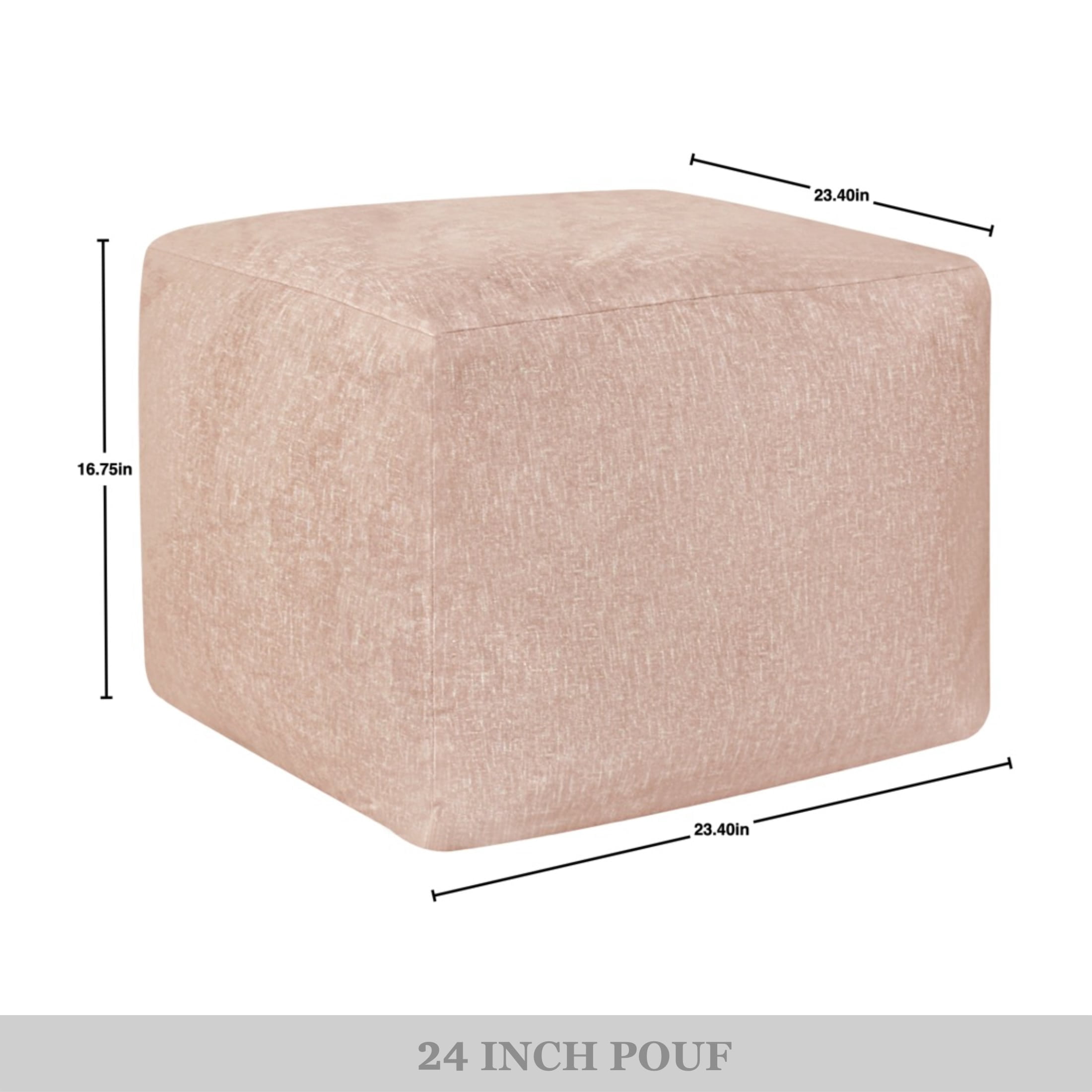 Castle Place 24" Velvet Pouf, Light Pink