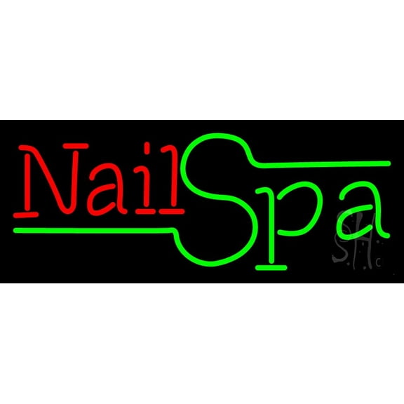 Nail Spa LED Neon Sign 13 x 32 - inches, Black Square Cut Acrylic Backing, with Dimmer - Bright and Premium built indoor LED Neon Sign for Spa interior decor and storefront.