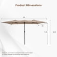 thumbnail image 3 of Topcobe 15 Feet Double-Sized Patio Umbrella with Crank Handle and Vented Tops, Sunbrella Patio Umbrellas, Brown, 3 of 7