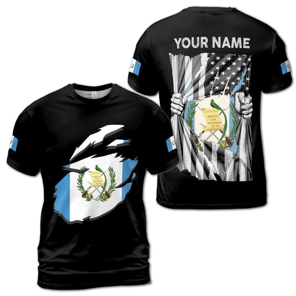 Custom Name Guatemala Guatemalan Flag Patriotic Unisex T-Shirt S-5XL
