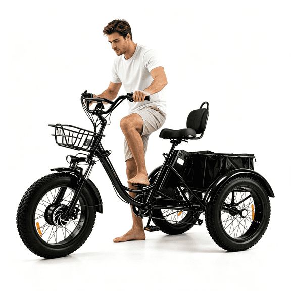 All-Terrain Electric Tricycle, 20"x4.0 Fat Tire 3-Wheel Ebike, 500W/1000W Motor, 48V 15Ah Battery, 7-Speed