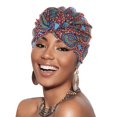 thumbnail image 1 of Turban Multicolore pour Femmes, Couverture de Cheveux Florale Bohème Ethnique, Bonnet pour Femmes Cancer, 1 of 5